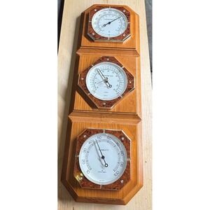 Sunbeam Weather Station Wood Wall Plaque Thermometer Barometer Hygrometer USA